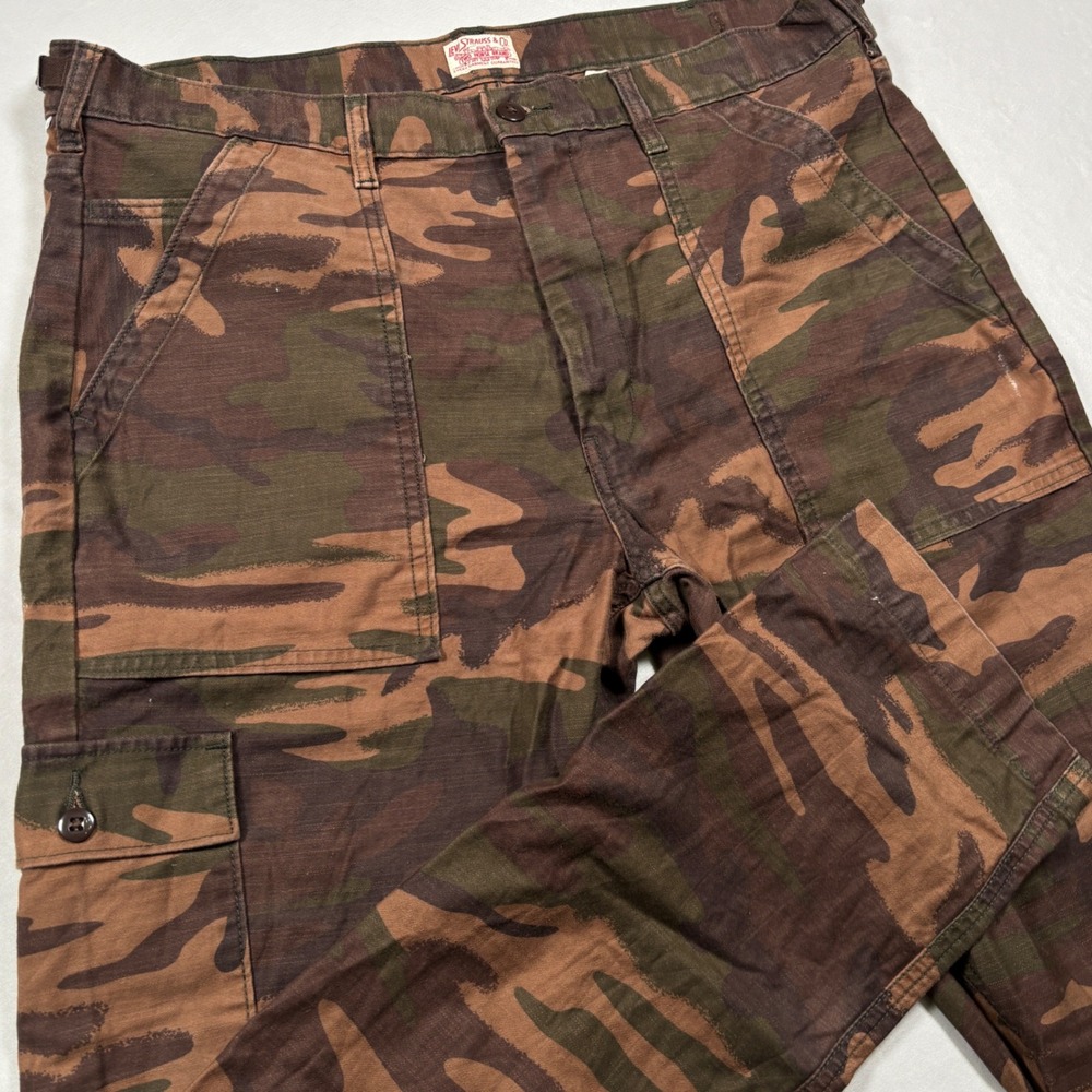 Levi's Cargo Pants Mens‎ 34 Brown Green Camo Adjustable Waist Utility Trousers